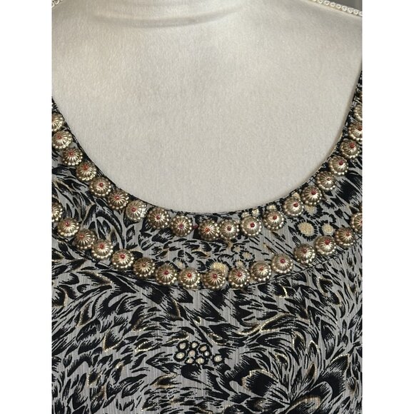 Soft Surroundings Maxi Dress Womens Small Animal Print Black A-Line Tiered Boho - Picture 4 of 12